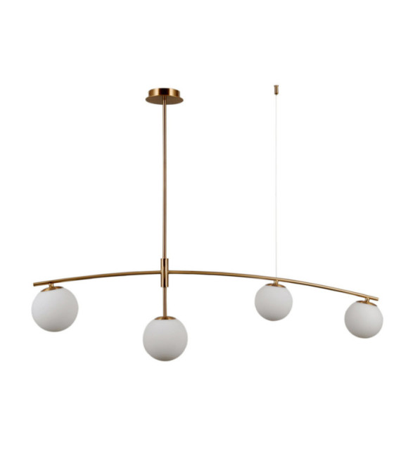Lampada a sospensione Senai Vetro, acciaio, alluminio Miele Ottone
