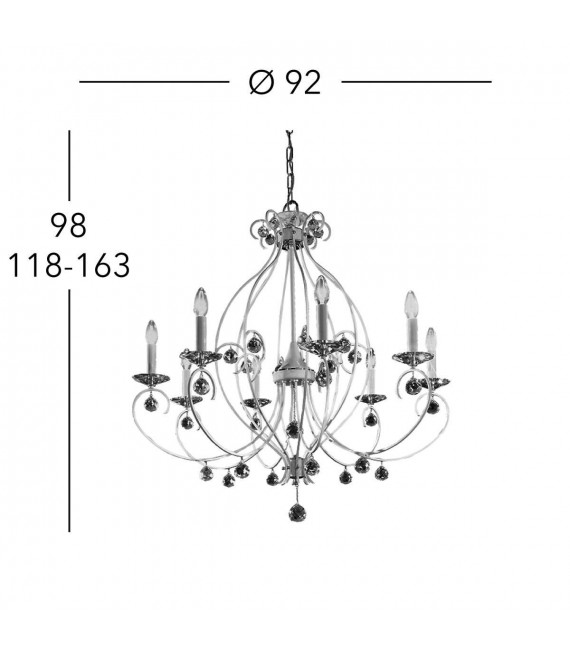 Lampadario in cristallo CARAT cromato 8 lampadine