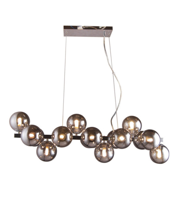 Marbelio Pendant Lamp Glass, Chromed Steel, Smoked