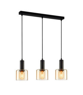Lampadario Santia in vetro, acciaio nero