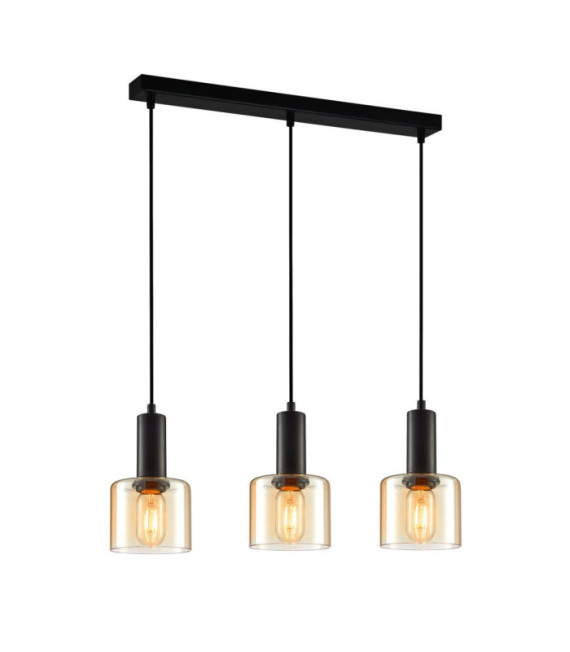 Santia Pendant Lamp Glass, Black Steel