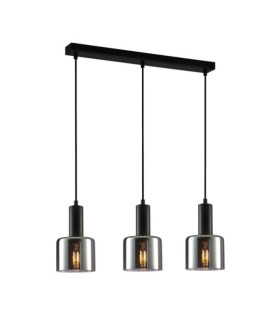 Lampadario Santia in vetro, acciaio nero