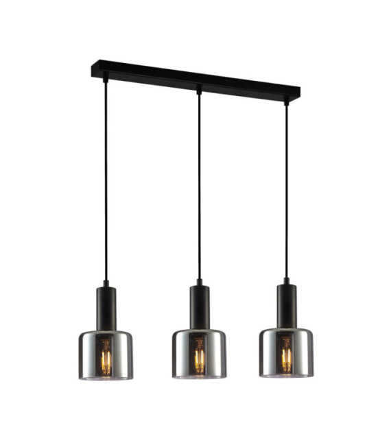 Lámpara Colgante Santia Cristal, Acero Negro