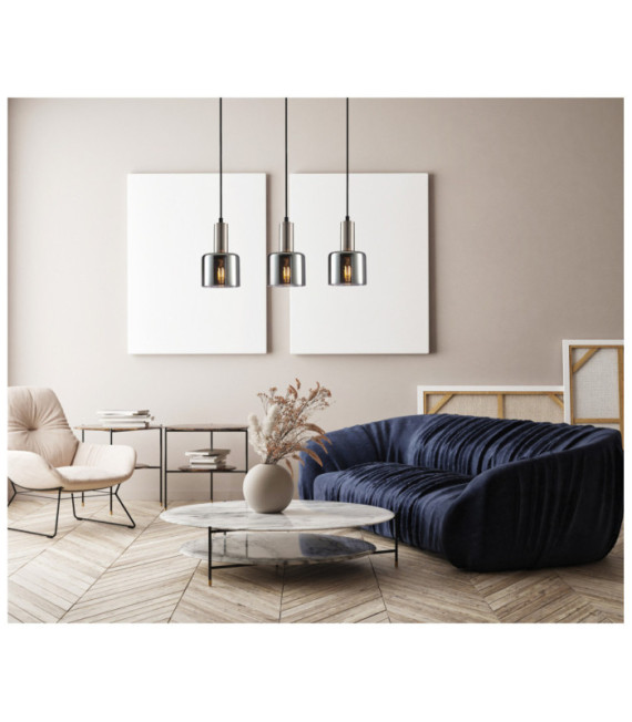 Suspension Santia Verre,Acier Argent