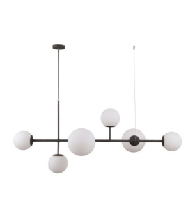 Lámpara colgante Vailante Vidrio, acero, aluminio negro satinado