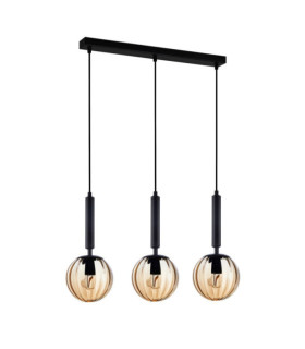 Suspension Ravena Verre,Acier Noir