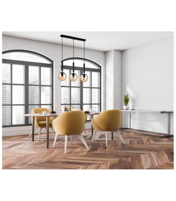 Suspension Ravena Verre,Acier Noir
