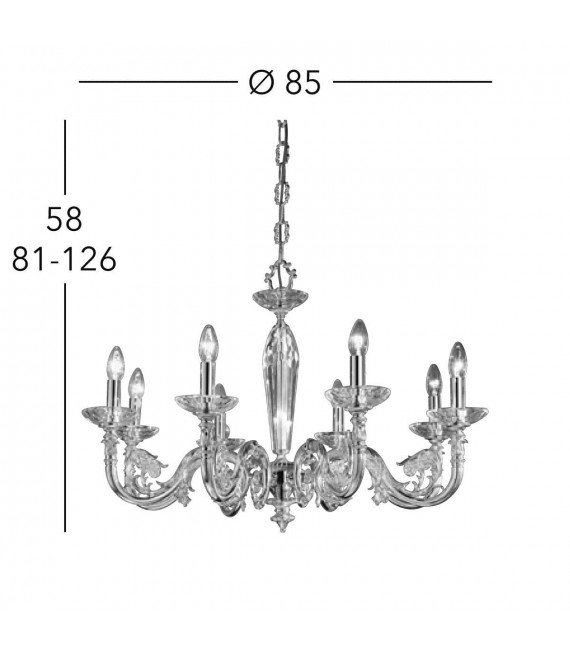 Candeliere classico CONTARINI cromato 8 lampadine