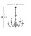 Chandelier classique PISANI chrome 5 ampoules