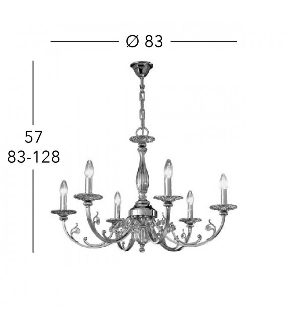 Candelabro clásico PISANI 24 quilates Oro 6 bombillas