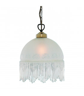 Victoriana Pendelleuchte aus antikem Messing und saurem Glas