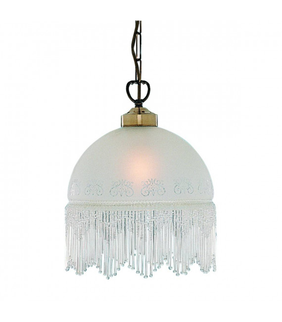 Lampada a sospensione Victoriana, in ottone antico e vetro acidato