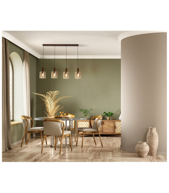 Sweden pendant light Mild steel, Brown glass