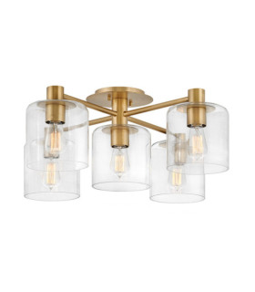 Hinkley Deckenleuchte Stahl, transparentes Glas Messing Heritage