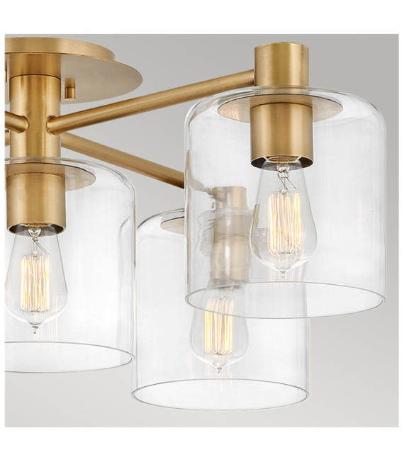 Hinkley Deckenleuchte Stahl, transparentes Glas Messing Heritage