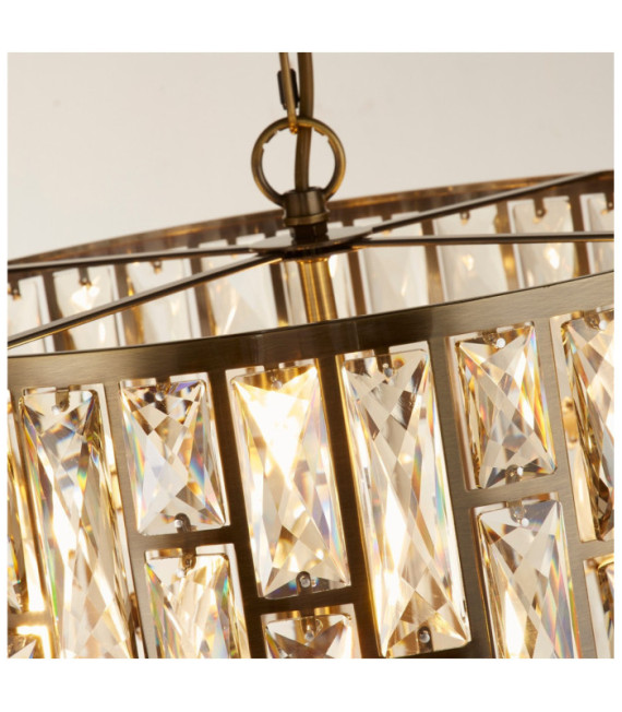Bijou Pendelleuchte Weichstahl, Glas Antikmessing