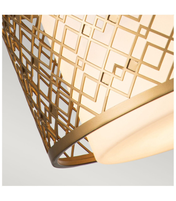 Lampadario Ziggy In Vetro, Acciaio Laccato Oro