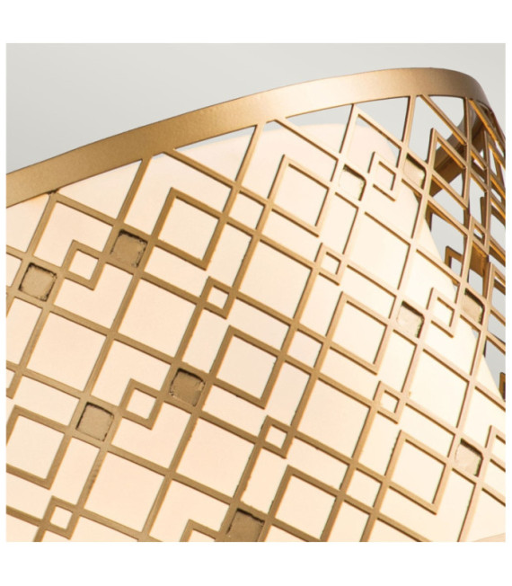 Lámpara colgante Ziggy de cristal, acero lacado dorado