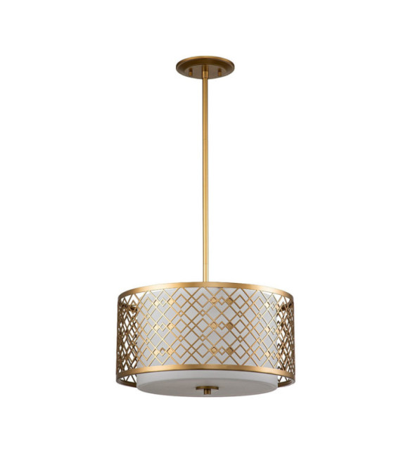 Lámpara colgante Ziggy de cristal, acero lacado dorado