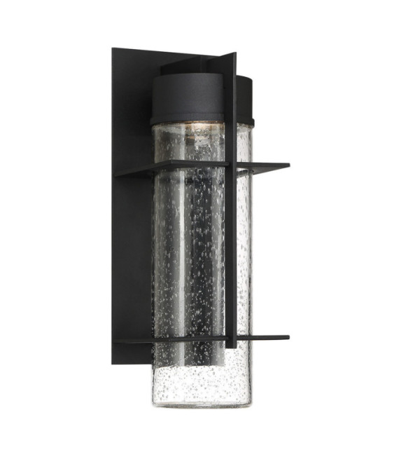 Quoizel Außenwandleuchte Aluminium, transparentes, gemasertes Glas, schwarze Erde