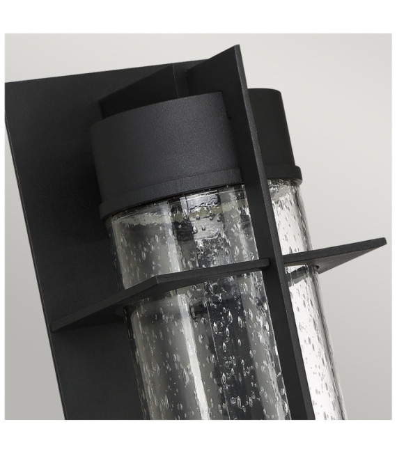 Quoizel aplique exterior Aluminio, cristal granulado transparente Negro tierra