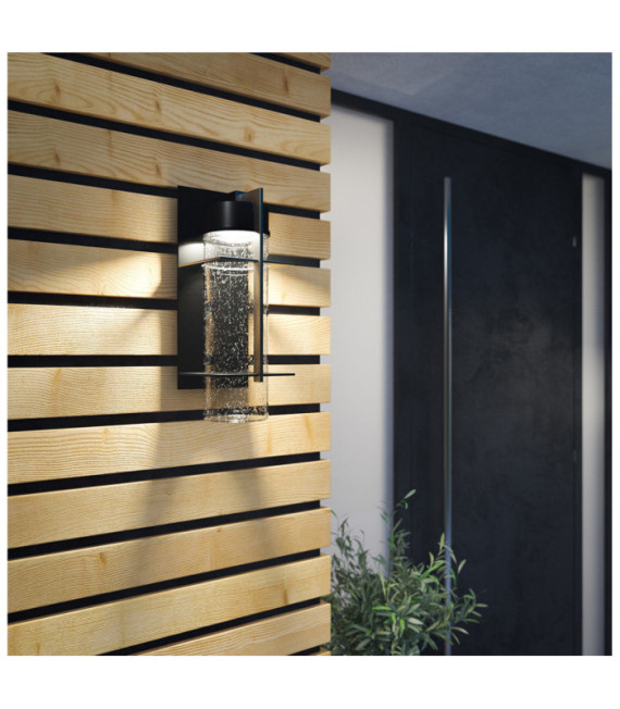 Quoizel aplique exterior Aluminio, cristal granulado transparente Negro tierra