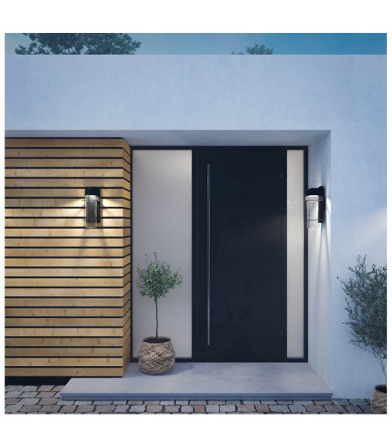 Lampada da parete per esterni Quoizel Alluminio, vetro granulato trasparente Nero terra