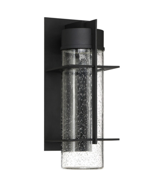 Quoizel Außenwandleuchte Aluminium, transparentes, gemasertes Glas, schwarze Erde