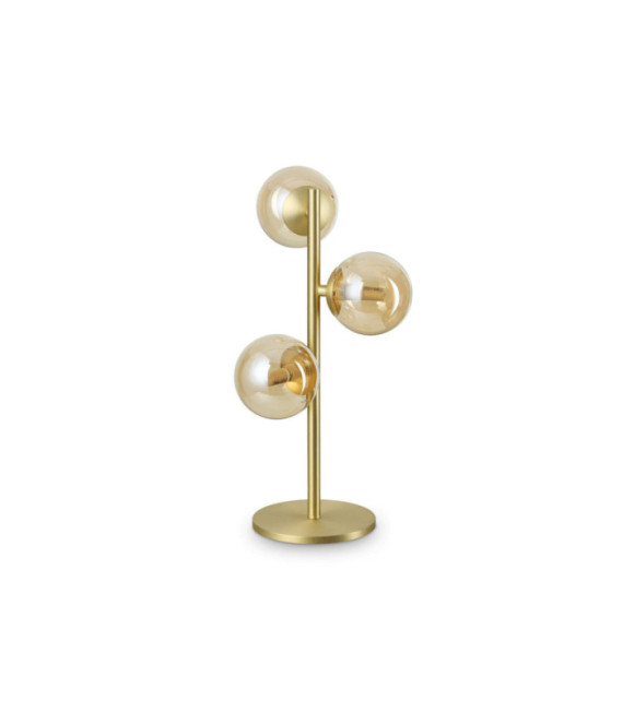 Lampada da tavolo in ottone e metallo con perline