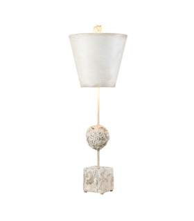 Petra Pergament-Tischlampe, Stahl, knochenweißes Kunstharz