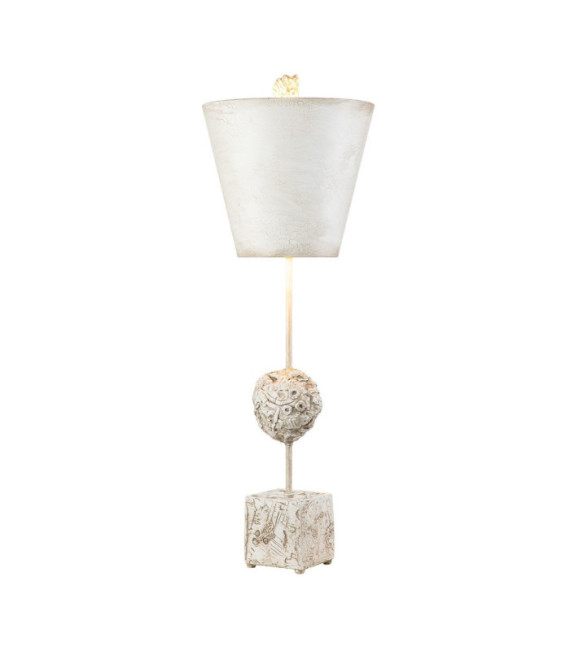 Lámpara de mesa Petra Parchment, acero, resina blanco hueso