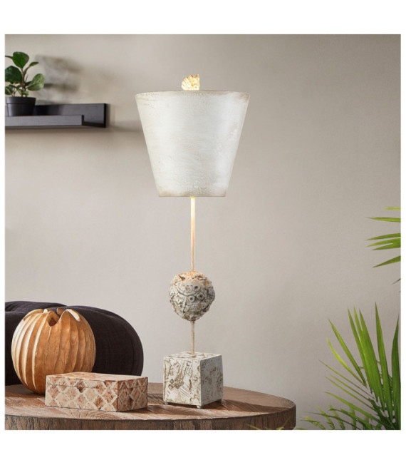 Lampada da tavolo Petra Pergamena, Acciaio, Resina Bianco Osso