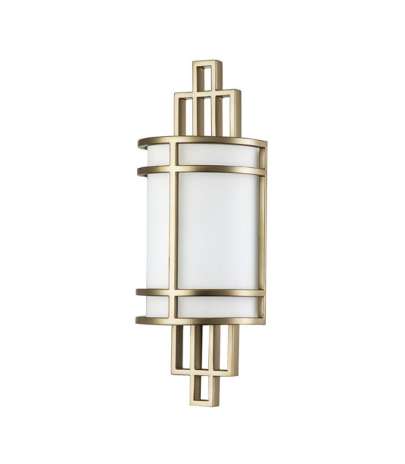 Lampada da parete Fusion in vetro opale, acciaio, ottone naturale verniciato