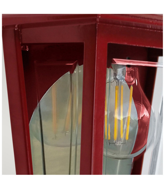 Deko-Außenwandleuchte Transparentes Polycarbonat, Aluminium Rot