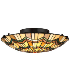 Plafonnier Ventilateur Alcott Verre Tiffany Bronze