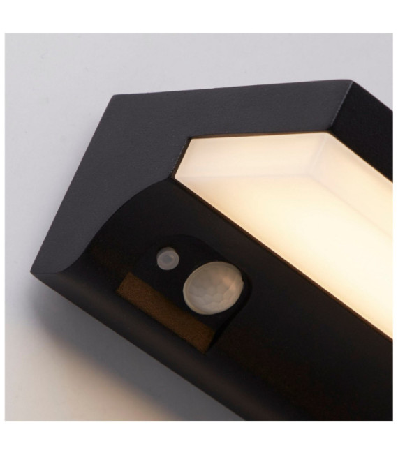 Aplique solar Aluminio, policarbonato Negro mate
