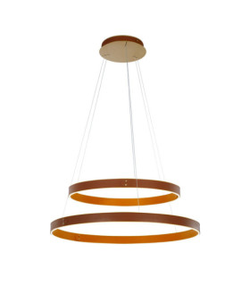 Lampada a sospensione Manezia LED Acrilico, acciaio, pelle, alluminio Marrone