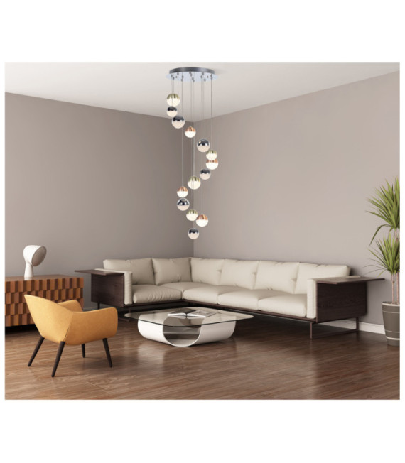 Mocado Pendelleuchte Glas, Stahl, Aluminium Chrom