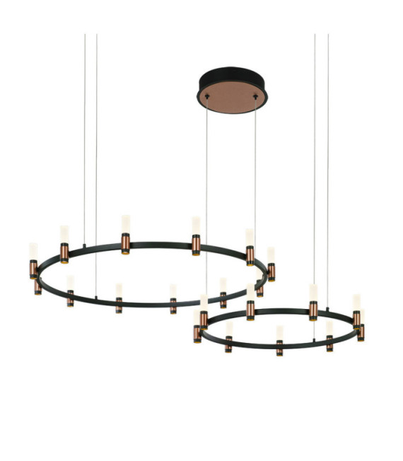 Suspension LED Alamo Verre,acier,aluminium Noir mat, café brossé