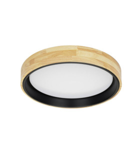 Plafoniera Campelo Wood, Lega metallica nera, Legno