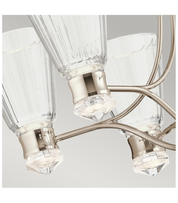 Lámpara colgante Kichler Acero, cristal facetado transparente, aluminio níquel pulido