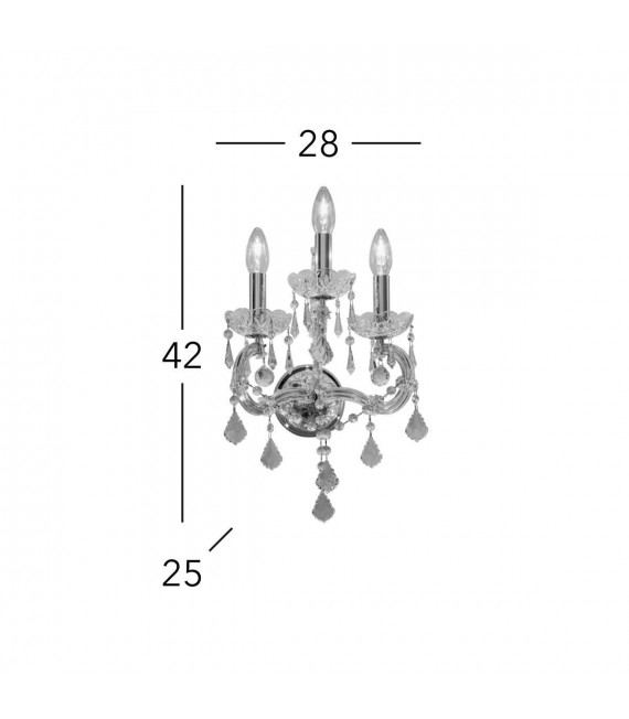 Applique murale en cristal BELVEDERE Or 24 Carats 3 ampoules