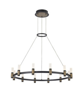 Lampada a sospensione Alamo LED Vetro, acciaio, alluminio Nero opaco, caffè spazzolato