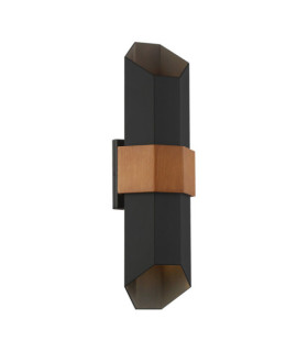 Applique murale extérieur Quoizel Verre,Aluminium Noir mat (avec bracelet effet bois peint)