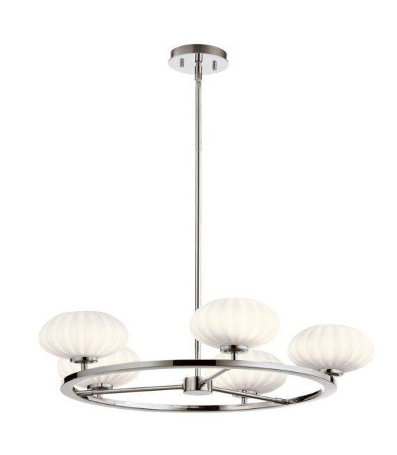 Suspension Kichler Verre opale gravé satiné,acier Chrome poli