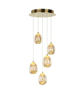 Lampada a sospensione Huelto Acrilico, acciaio, alluminio Oro champagne
