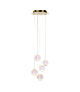 Suspension Rosario Verre,acier,aluminium Or