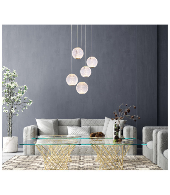 Rosario pendant light Glass, steel, aluminum Gold