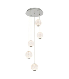 Suspension Rosario Verre,acier,aluminium Chrome