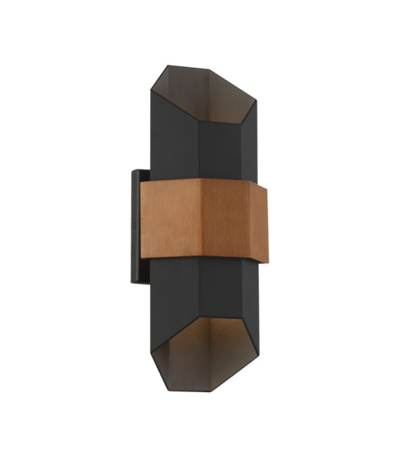 Quoizel outdoor wall light Glass, Matte black aluminum (with painted wood effect bracelet)